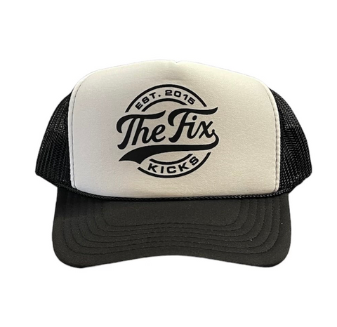 The Fix Kicks Trucker Hat "Stamp" (Black/White)