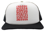 Chrome Hearts Eyechart Trucker Hat Black/White/Red